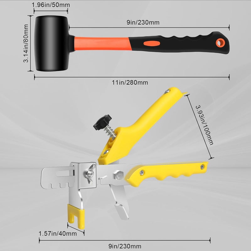 DGSL Tile Leveling System with Rubber Mallet and Tile Plier - 1000-Piece Tile Spacers 1/16 Inch Tile Clips and 200-Piece Reusable Wedges Tile Leveling Tools for Tiles and Stone Installation - Image 2